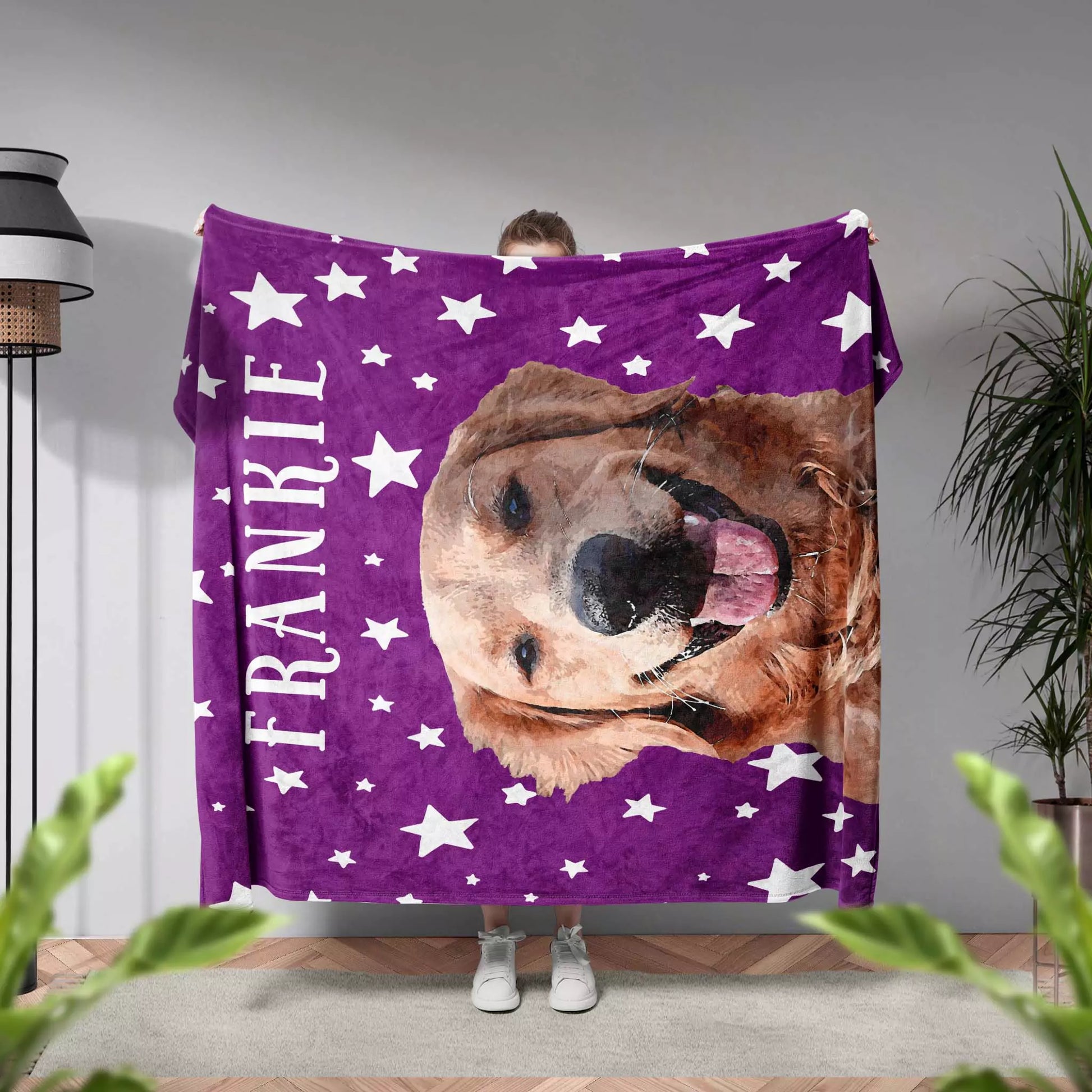 Christmas Custom Dog Blanket from Photo in Plum Color - FromPhotoToPainting