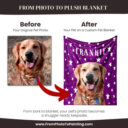 Christmas Custom Dog Blanket from Photo in Plum Color - FromPhotoToPainting