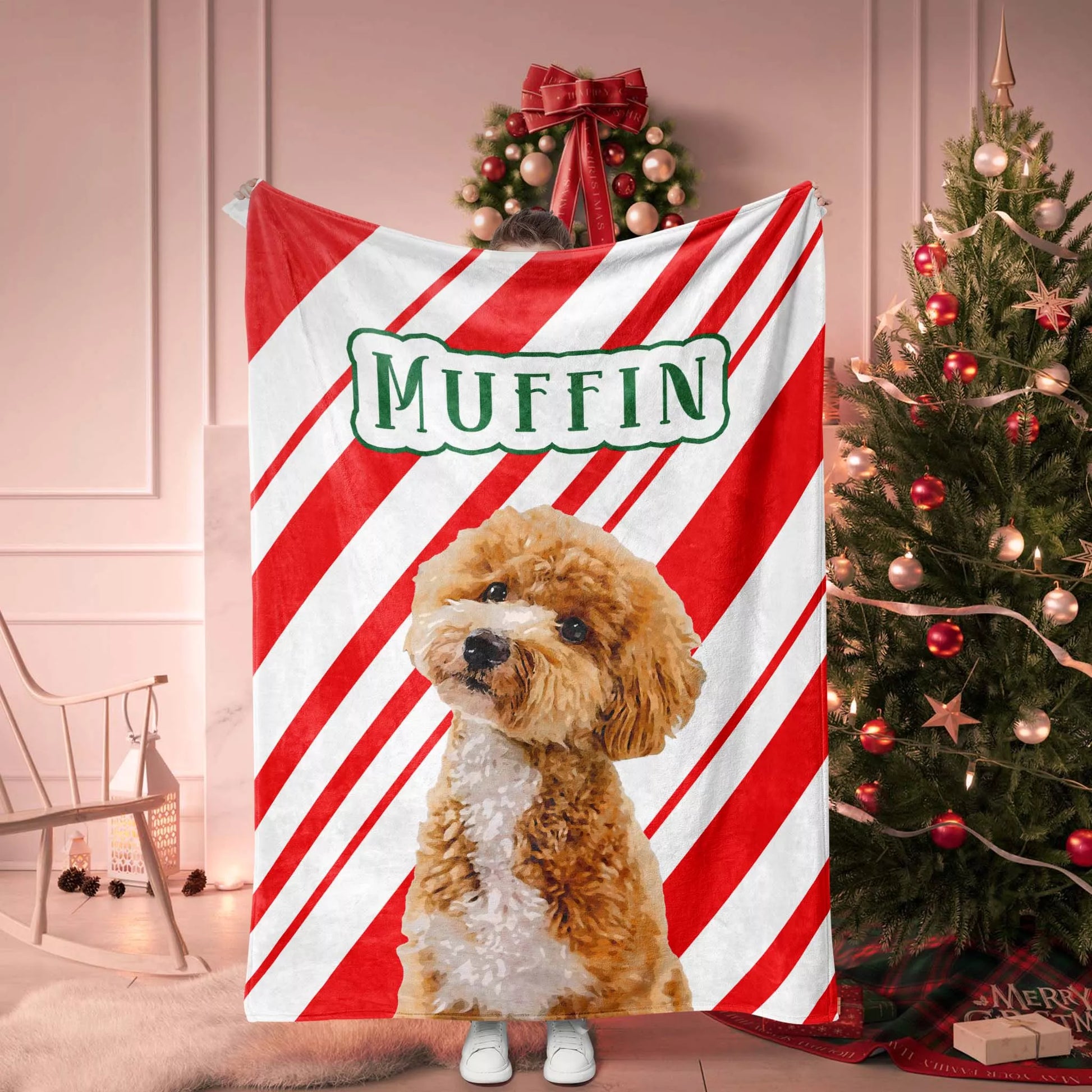 Christmas Dog Blanket Custom Made for Poodle - FromPhotoToPainting