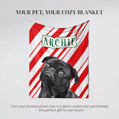 Christmas Dog Blanket Custom Made for Pug Dog - FromPhotoToPainting