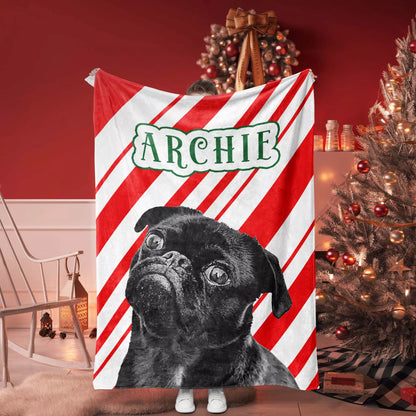 Christmas Dog Blanket Custom Made for Pug Dog - FromPhotoToPainting