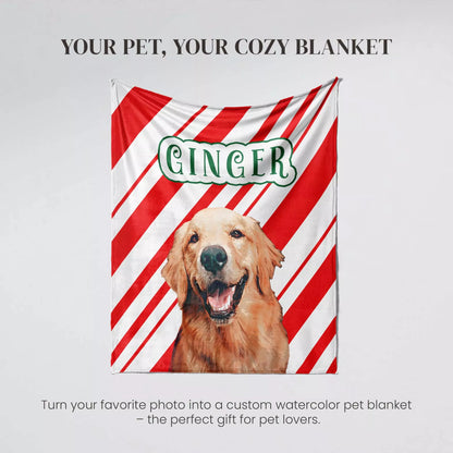 Custom Made Christmas Dog Blanket Golden Retriever - FromPhotoToPainting