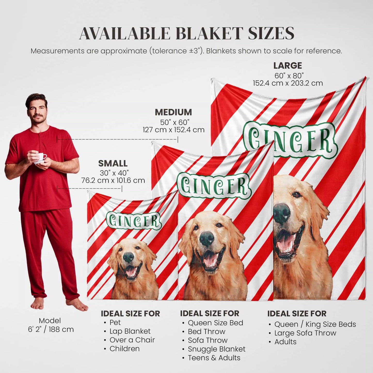 Custom Made Christmas Dog Blanket Golden Retriever - FromPhotoToPainting