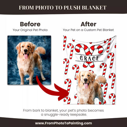 Christmas Patterned Custom Dog Blanket for Golden Retriever - FromPhotoToPainting