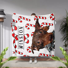 Christmas Patterned Custom Made Portrait Dog Blanket for Wiener Dog - FromPhotoToPainting