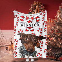 Christmas Patterned Custom Made Portrait Dog Blanket for Wiener Dog - FromPhotoToPainting