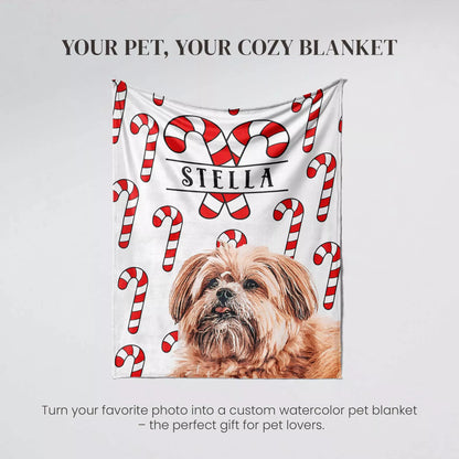 Christmas Patterned Customizable Dog Blanket with Shih Tzu - FromPhotoToPainting