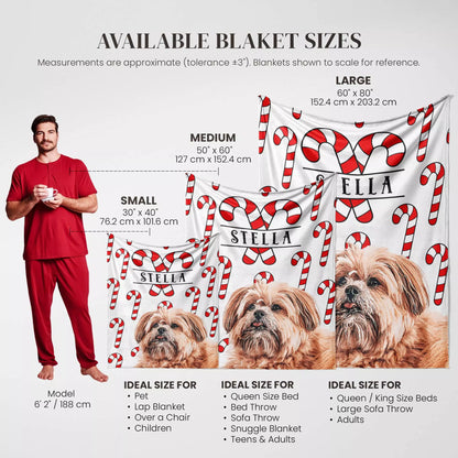 Christmas Patterned Customizable Dog Blanket with Shih Tzu - FromPhotoToPainting