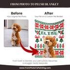 Christmas Ugly Sweater Custom Dog Blanket with Poodle from photo into a blanket. 