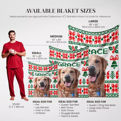 Christmas Ugly Sweater Custom Made Dog Blanket with Golden Retriever - FromPhotoToPainting