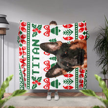 Christmas Ugly Sweater Custom Made Photo Dog Blanket with German Shepherd - FromPhotoToPainting