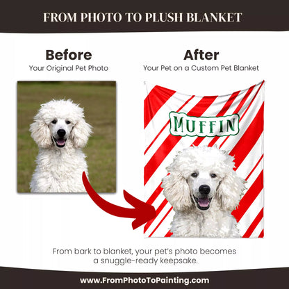 Custom Christmas Dog Blanket for Poodle Dog - FromPhotoToPainting
