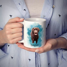 Custom Dog Mug in Blue with Brown Labrador - FromPhotoToPainting