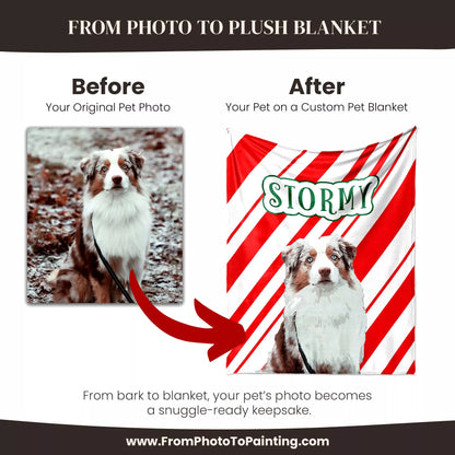 Custom Made Christmas Dog Blanket for Australian Shepherd - FromPhotoToPainting