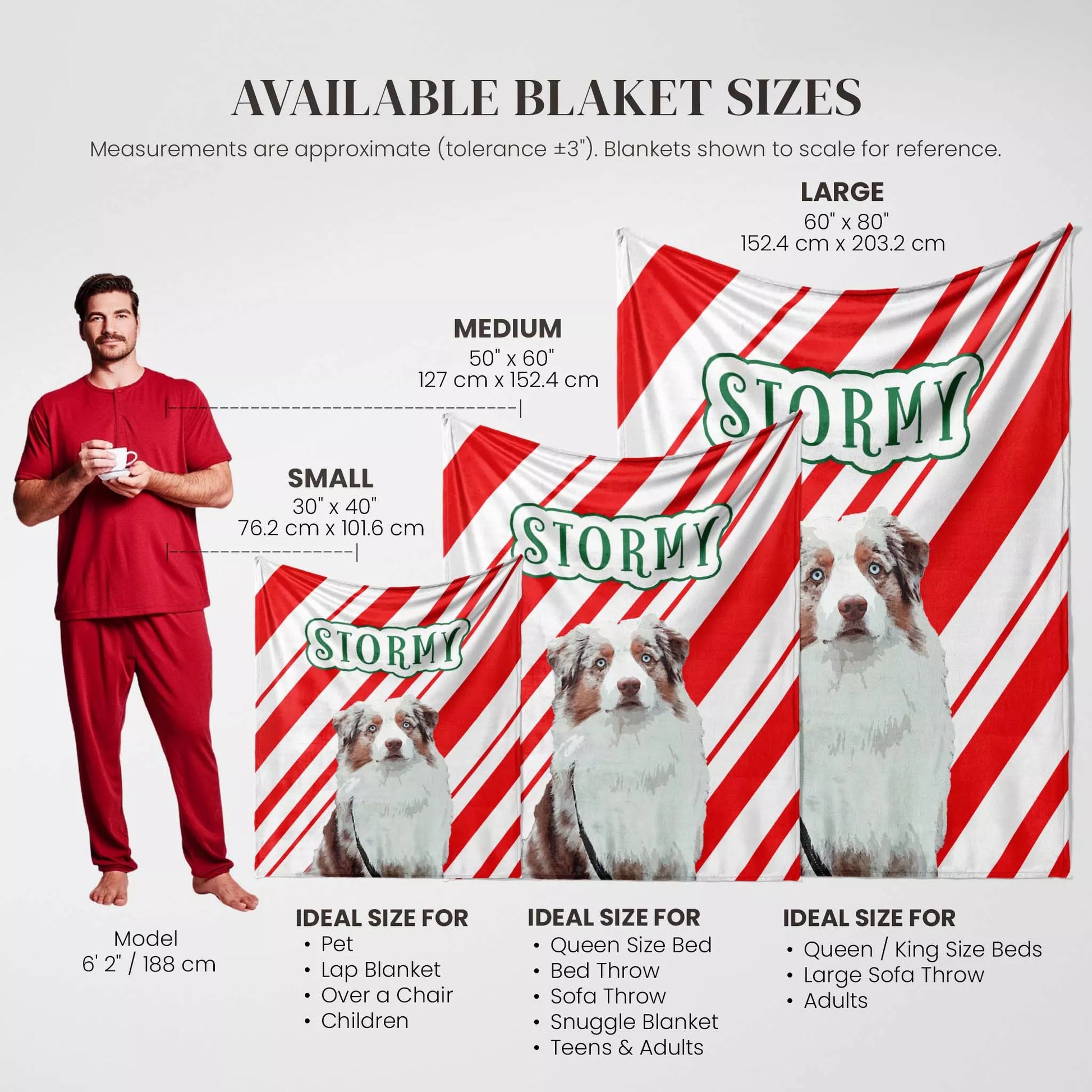 Custom Made Christmas Dog Blanket for Australian Shepherd - FromPhotoToPainting