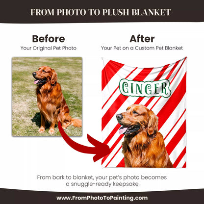 Custom Made Christmas Dog Blanket for Golden Retriever - FromPhotoToPainting