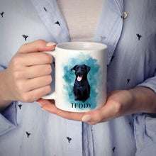 Personalized Black Labrador Mug in Blue – Photo & Name - FromPhotoToPainting