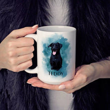 Personalized Black Labrador Mug in Blue – Photo & Name - FromPhotoToPainting