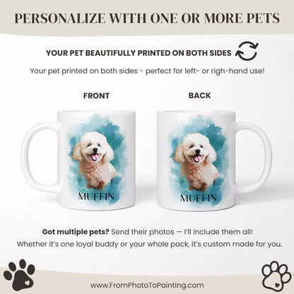Mug with a Poodle dog printed on both sides, featuring the brand 'From Photo to Painting'.