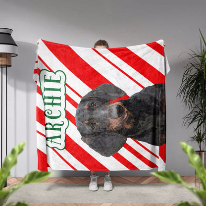 Personalized Christmas Dog Blanket Wiener Dog - FromPhotoToPainting