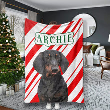 Personalized Christmas Dog Blanket Wiener Dog - FromPhotoToPainting