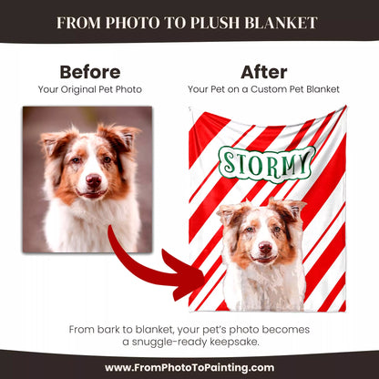 Personalized Christmas Dog Blanket for Australian Shepherd - FromPhotoToPainting