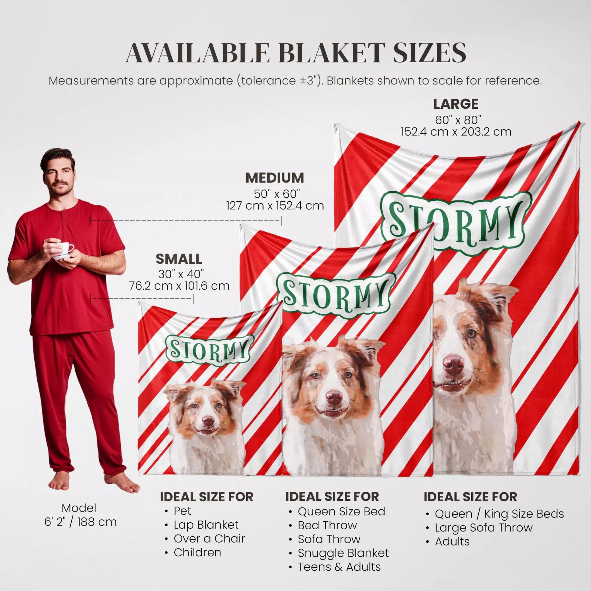 Personalized Christmas Dog Blanket for Australian Shepherd - FromPhotoToPainting