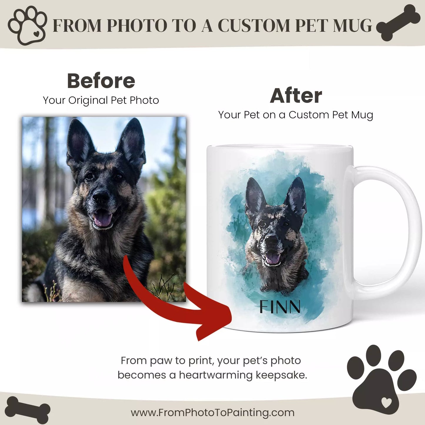 Personalized German Shepherd Mug in Blue