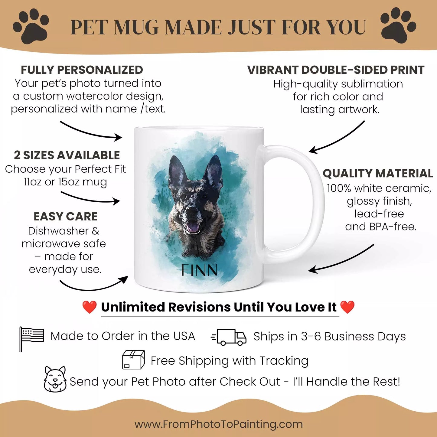 Personalized German Shepherd Mug in Blue