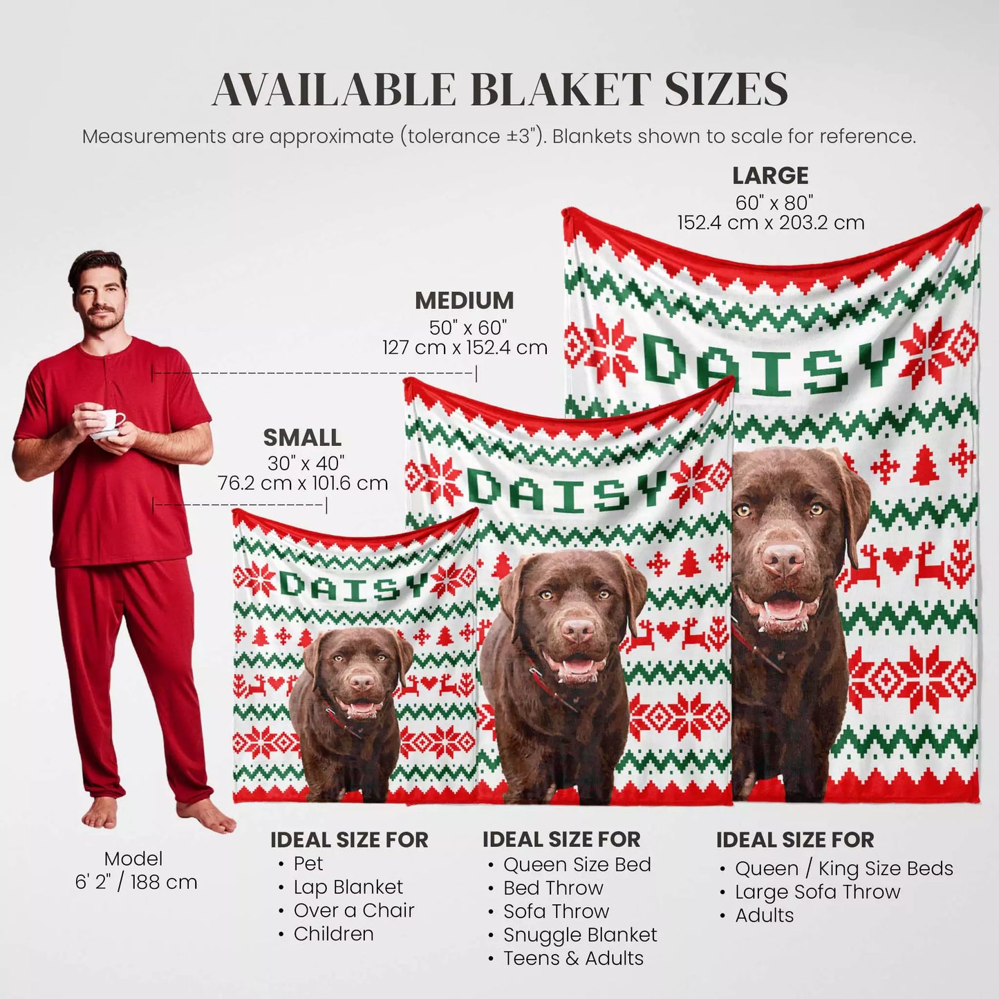 Ugly Sweater Christmas Custom Made Dog Blanket for Brown Labrador - FromPhotoToPainting