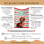 Dog Dachshund blanket with a dog design and promotional text for customization and features.