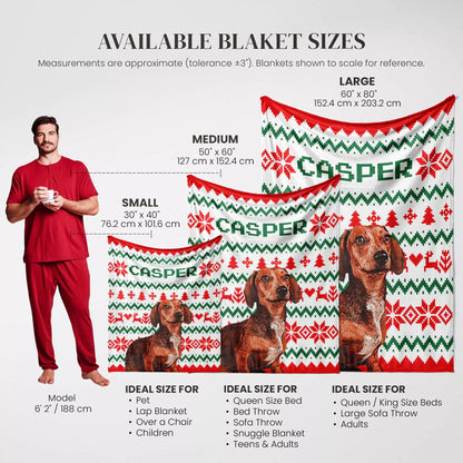 Ugly Sweater Christmas Custom Made Photo Blanket for Dachshund Dog - FromPhotoToPainting