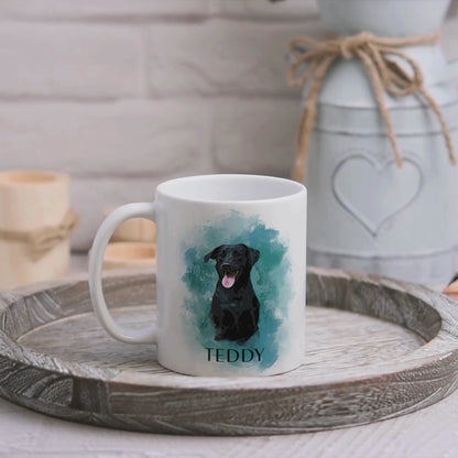 Personalized Black Labrador Mug in Blue – Photo & Name
